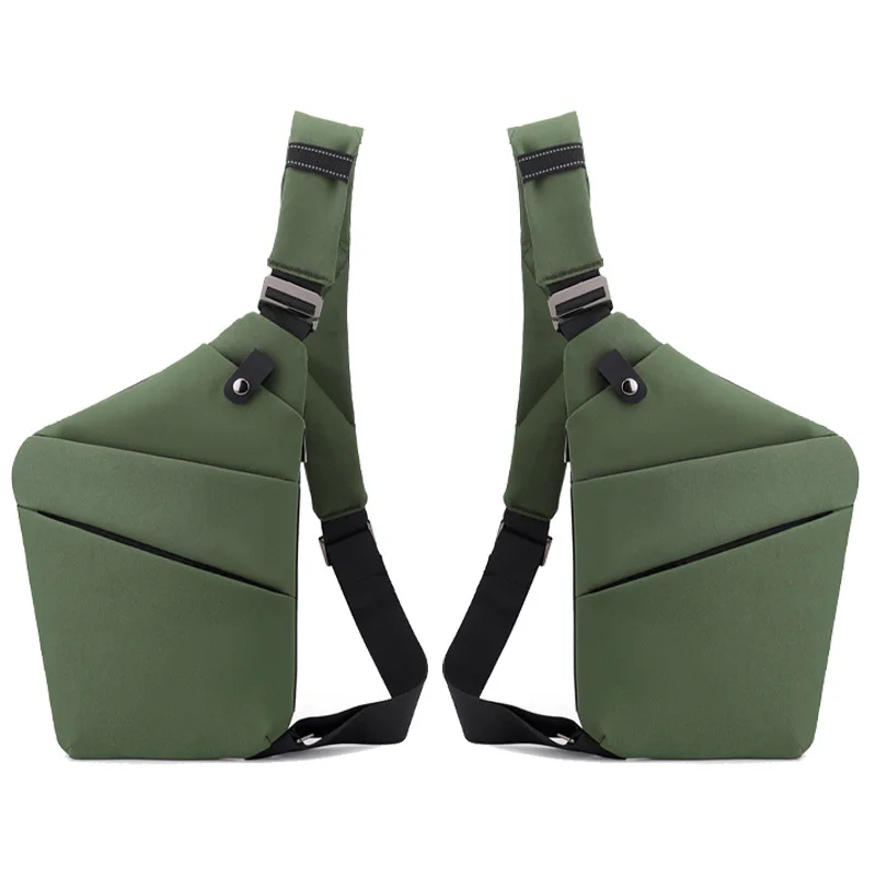 حقيبة صدر للرجال من النايلون مقاومة للماء بكتف واحد ومضادة للسرقة واليسار واليمين للتنقل ذات سعة كبيرة