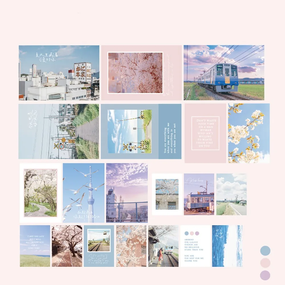 20PCS Ins Style Multicolor Poster Card Stickers Paper Mixed Size DIY Wallpaper Photo Props Ornament Background Wall Decals Gift