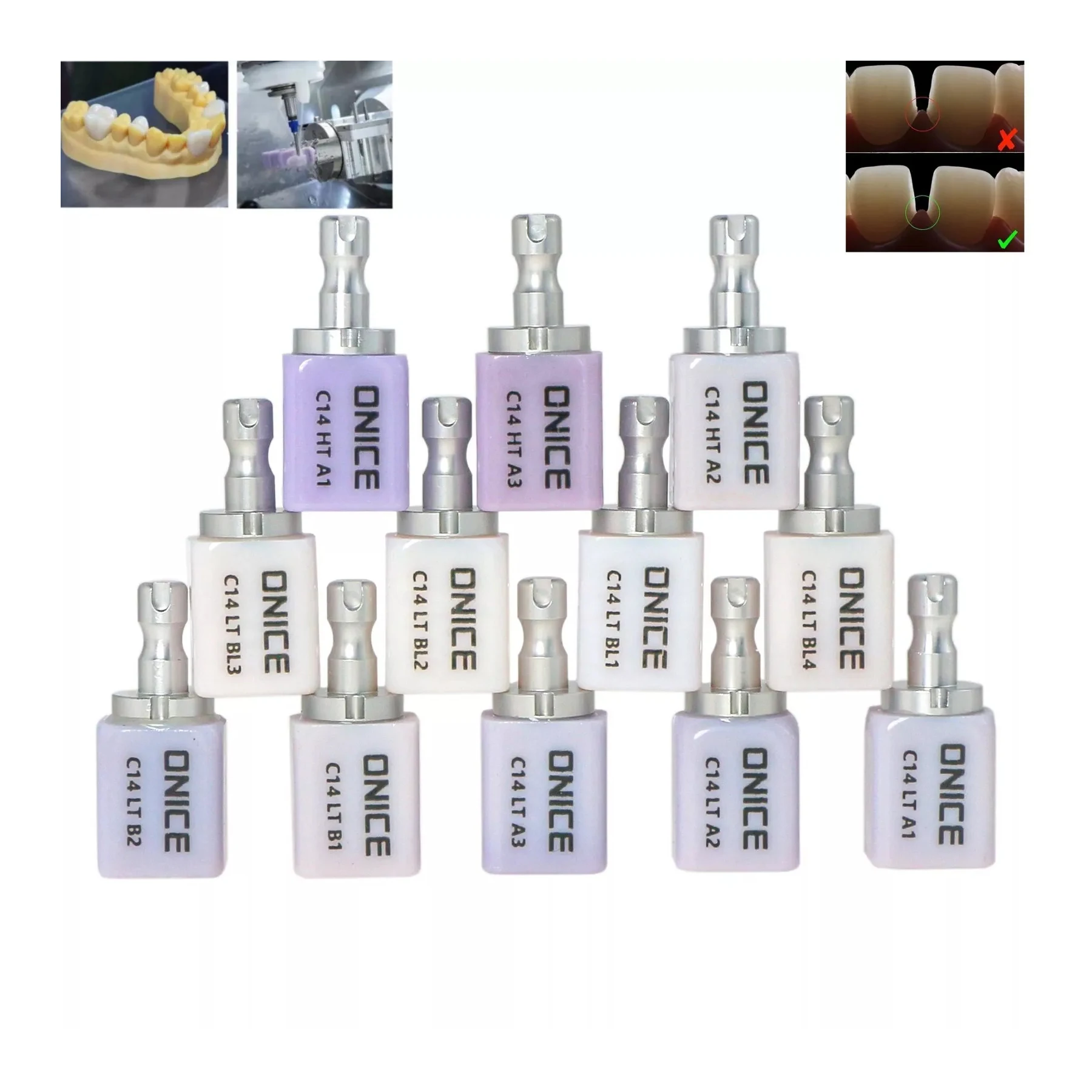 

5PCS HT/LT C14 Dental Glass Ceramic Lithium Dislicate Blocks High Intensity of Repair Materials CEREC Emax CAD CAM