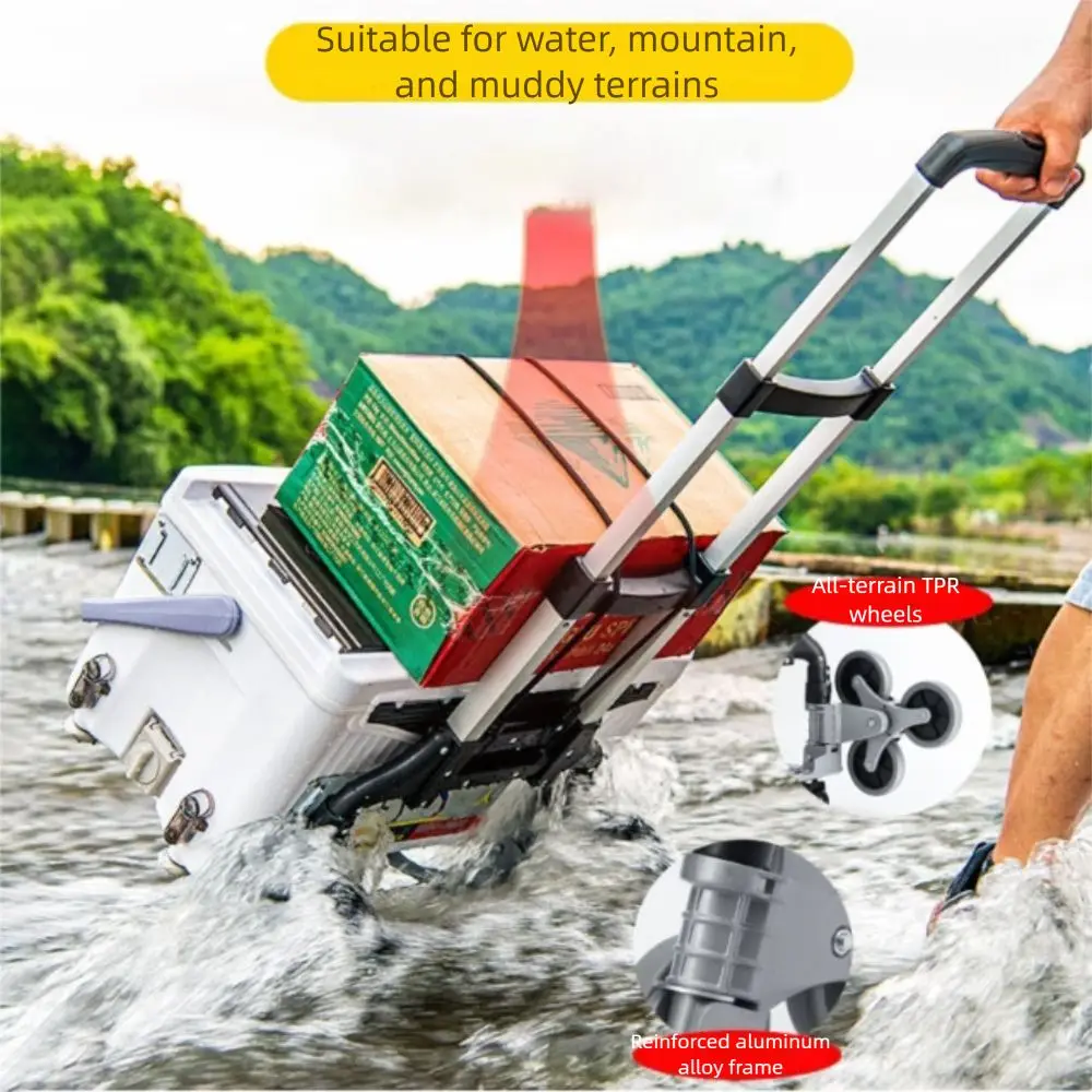 Chariot pliant léger pliable en alliage d'aluminium, chariot à outils de traction, chariot à bagages Portable robuste pour tout Terrain