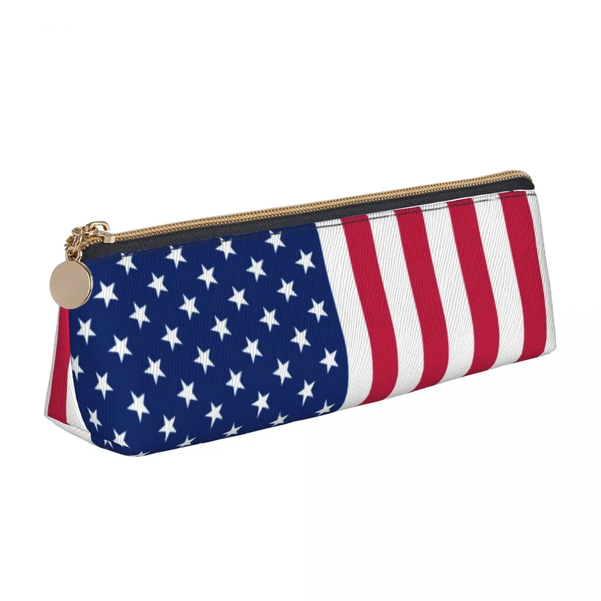 Red White Blue Star Pencil Case Patriotic USA Flag PU Leather Pen Box Girls Boys Retro Portable School Pencil Cases Stationery