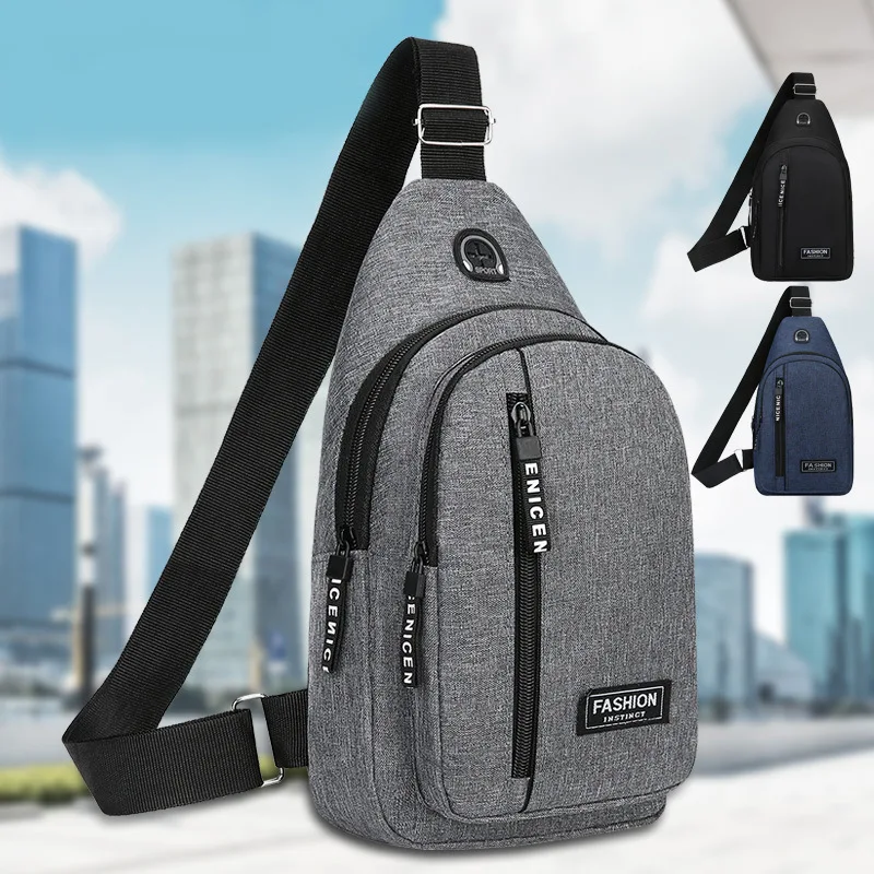 Lightweight Men's Chest Bag, Casual Nylon Crossbody Bag,Hiking Multipurpose Sling Bag for Outdoor Sports & Daily Commute