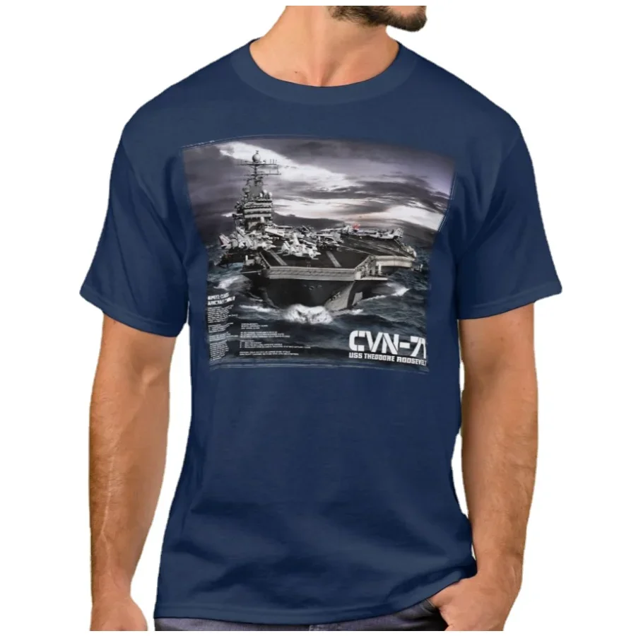 Nimitz Class Aircraft Carrier CVN-71 USS Theodore Roosevelt T-Shirt. Summer Cotton Short Sleeve O-Neck Mens T Shirt New S-3XL