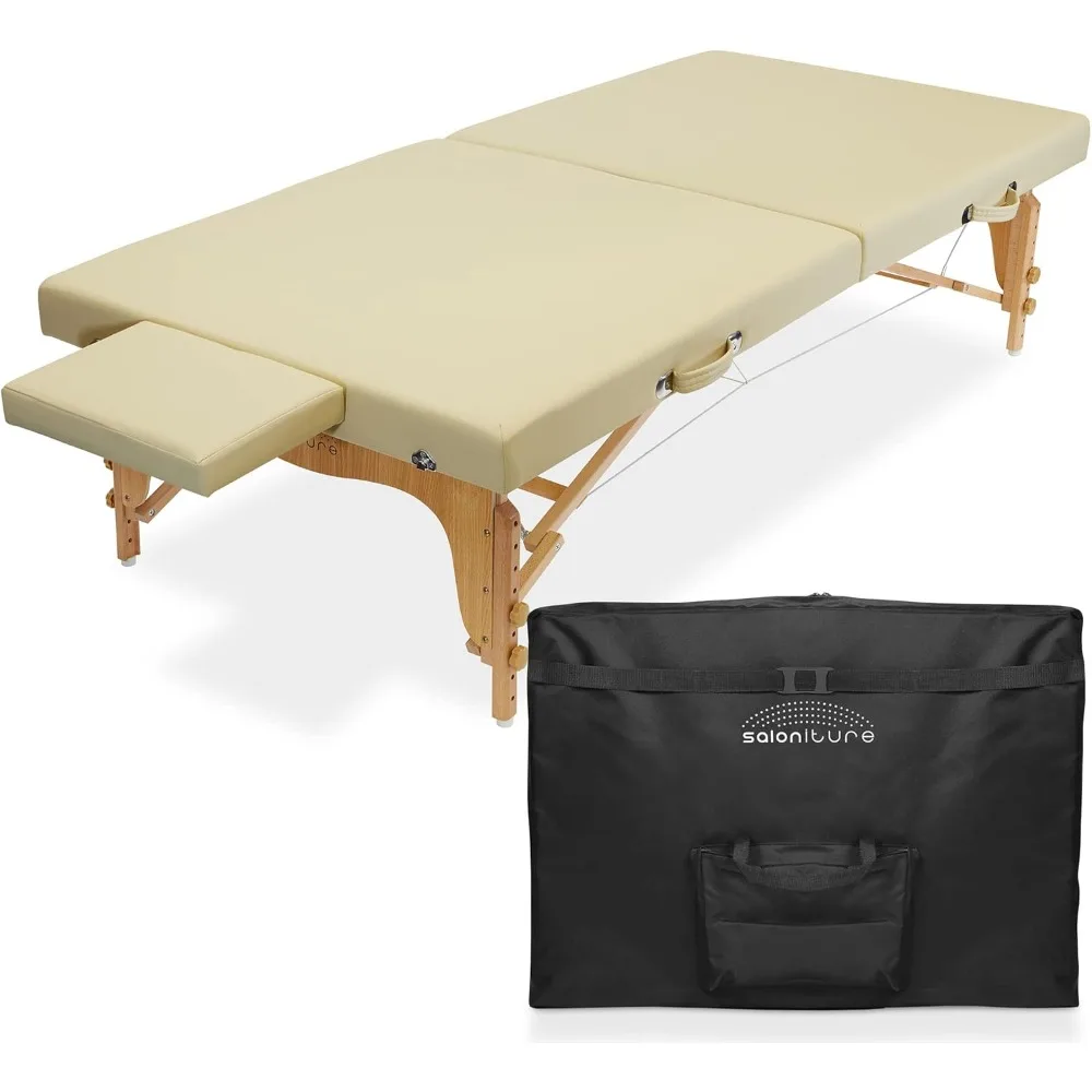 

Saloniture Portable Physical Therapy Massage Table - Low to Ground Stretching Treatment Mat Platform - Cream