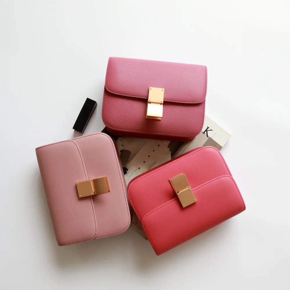 Genuine Leather Women Handbags Ladies Designer Luxury Tofu Bag BOX Shoulder Crossbody Carrying Small Square Stewardess Bags New