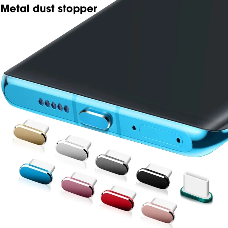1-5PCS Metal Type-C Dust Plug USB Charging Port Protector Anti-dust Plug Cover Cap for Samsung Huawei Xiaomi Phone Dustplug Caps