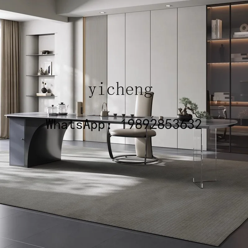 

light luxury rock slab tea table high-end living room balcony tea table Italian light luxury minimalist tea table