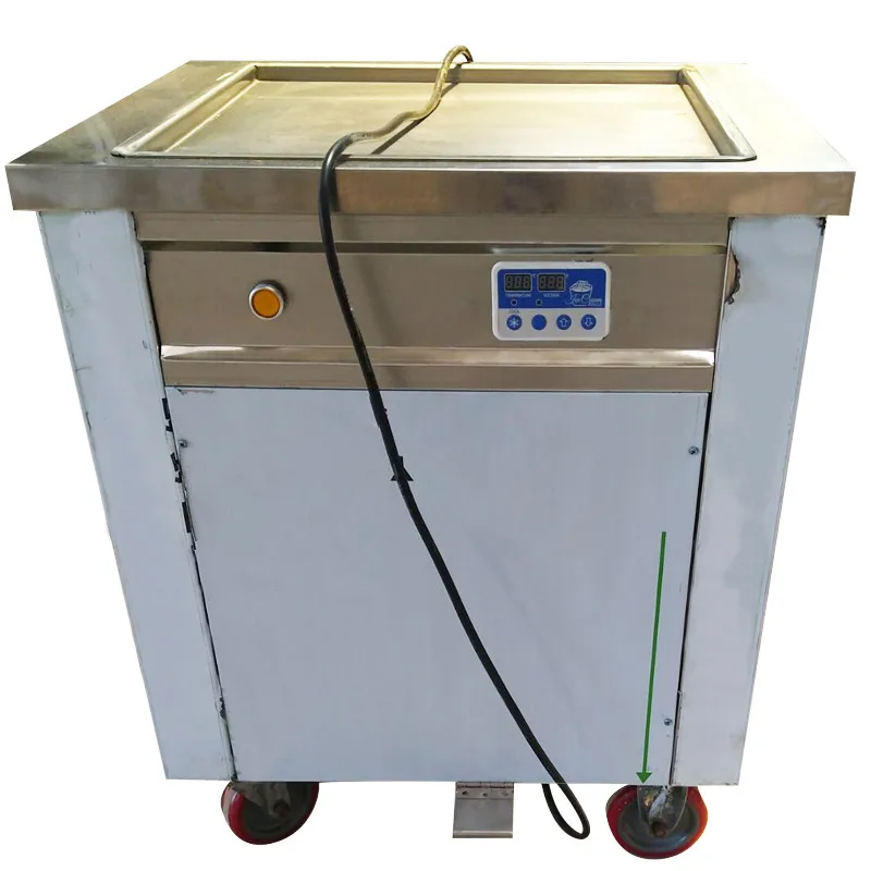 Temperature Control Fried Ice Cream Machine Commercial Single Pan Square Pot Stainless Steel Yogurt Roll Machine