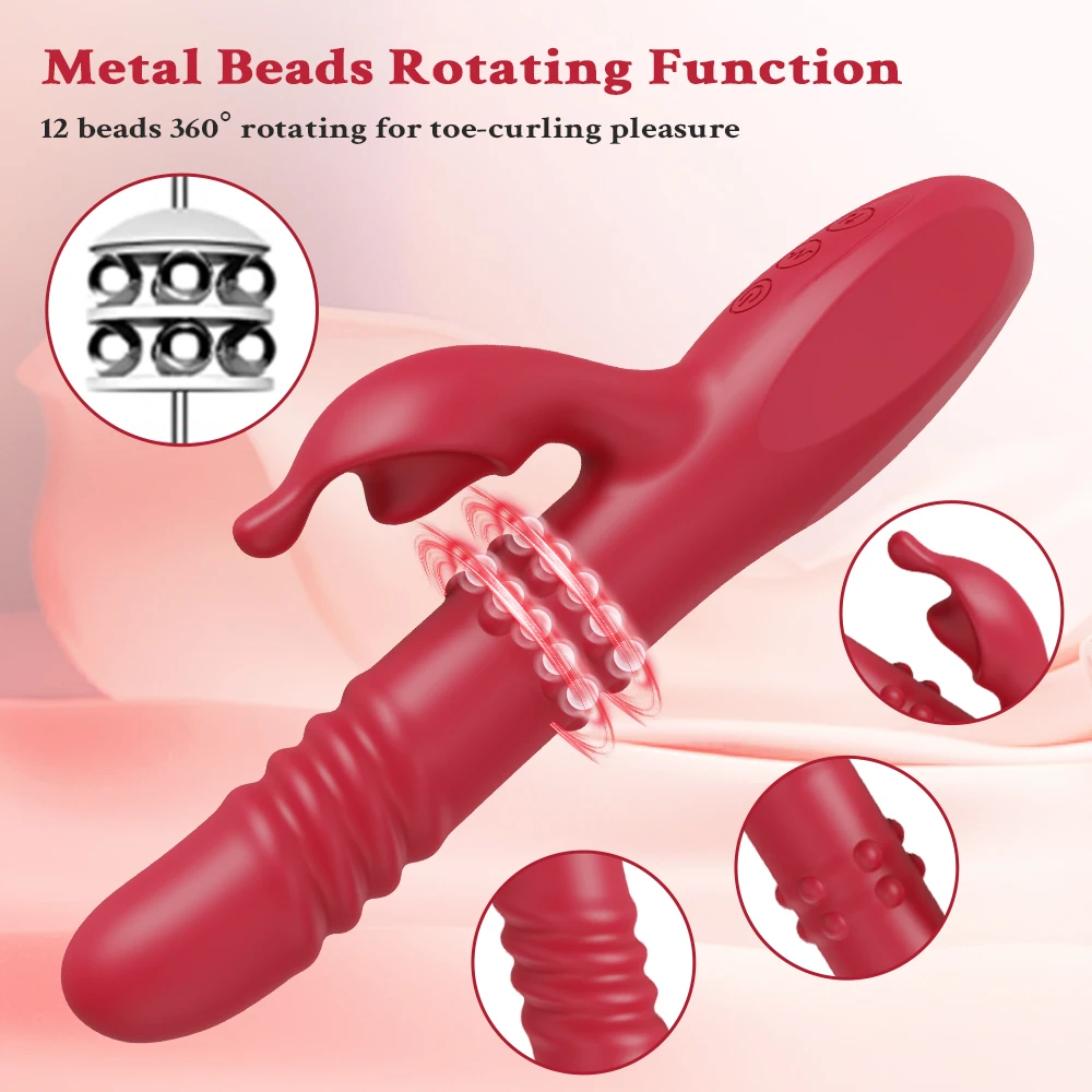 3 in 1 Thrusting Rotating Vibrator Clitoris Massager Telescopic G Spot Stimulator Women Dildo Adult Sex Toys Female Masturbator - view 4