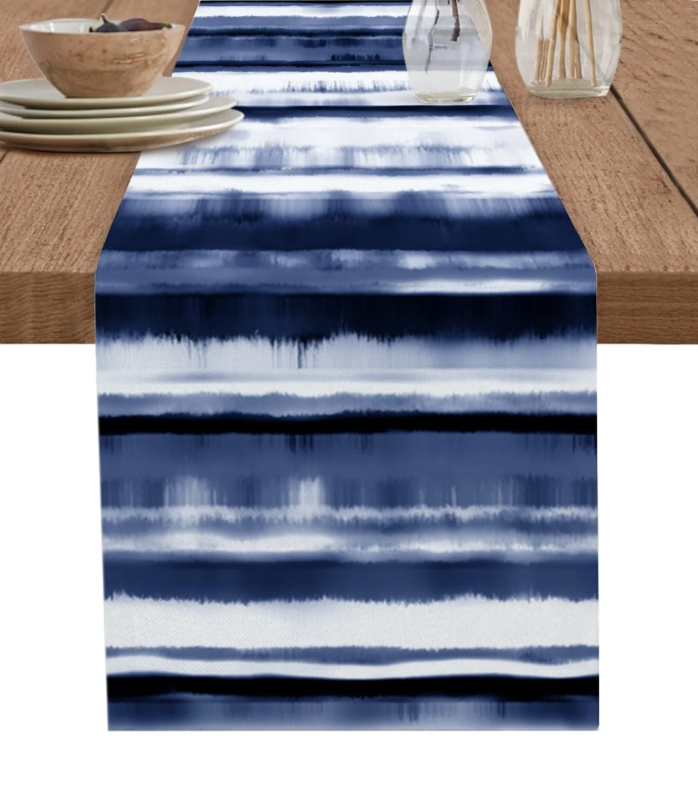 

Watercolor Stripes Abstract Gradient Blue Table Runner Decoration Home Decor Dinner Table Decoration Table Decor