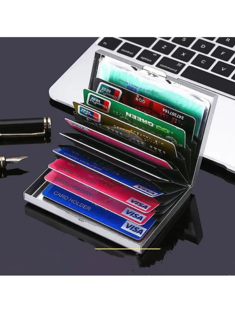10 Slots Edelstahl Kreditkarte Halter Männer Slim Anti RFID Reise ID Karteninhaber Debit Box Frauen Brieftasche Metall Fall Porte Carte – Detail 6