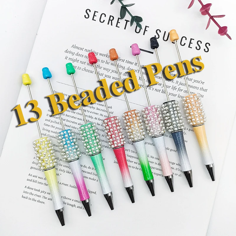 

13Pcs Beadable Pen Bead Pen Bulk Shaft Ink Ballpoint Pens DIY Pens for DIY Making Gift Office Supplies