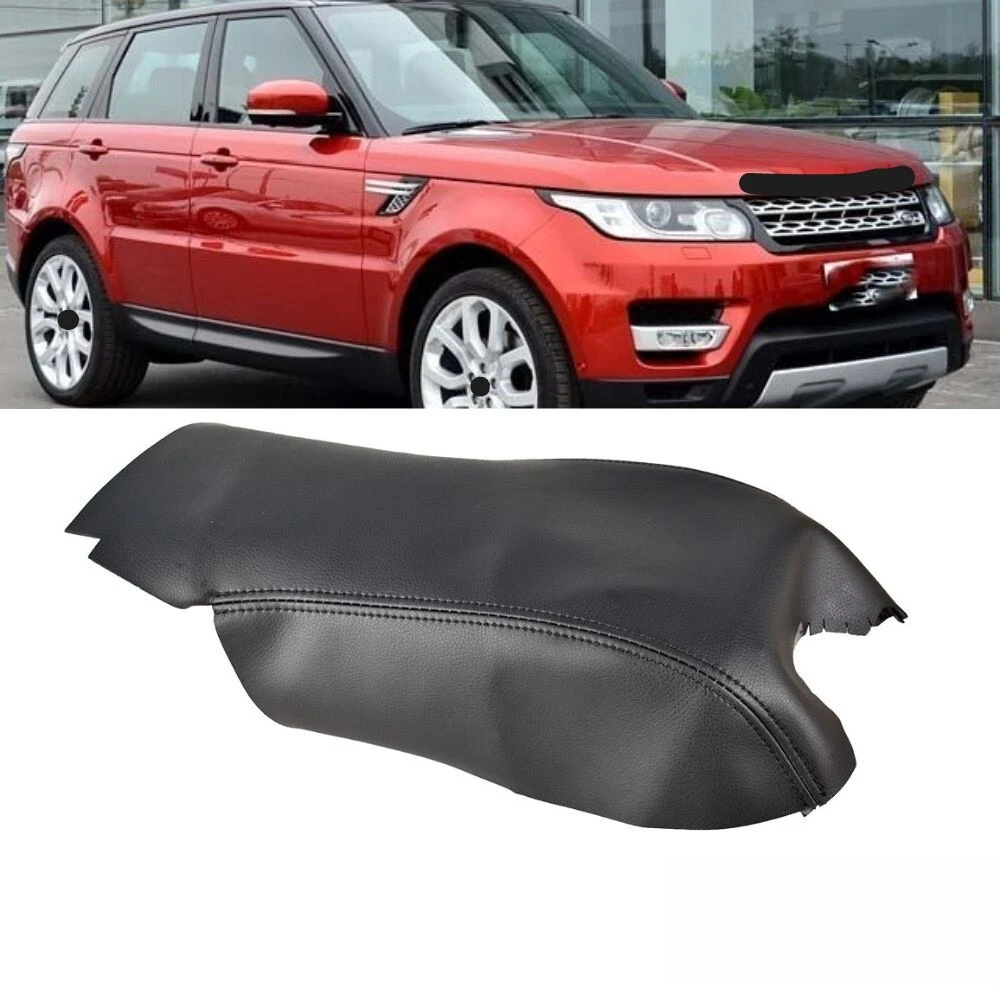 Black Leather Center Console Lid Armrest Cover Skin For 06-13 Range Rover Sport