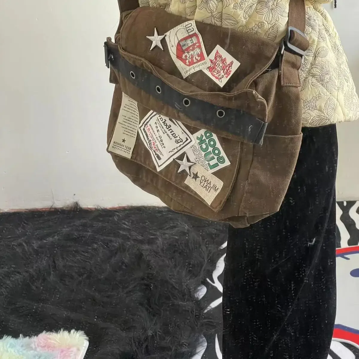 Miyagawa nowa szkolna pikantna dziewczyna w stylu Vintage torba listonoszka wykonana ze starej torby Crossbody w stylu casual z aplikacjami na ramię