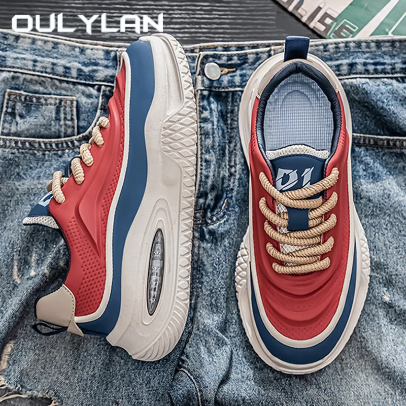 

Oulylan повседневная мужская обувь на толстой подошве, модная спортивная обувь, увеличивающая рост, износостойкие кроссовки на шнуровке для мужчин