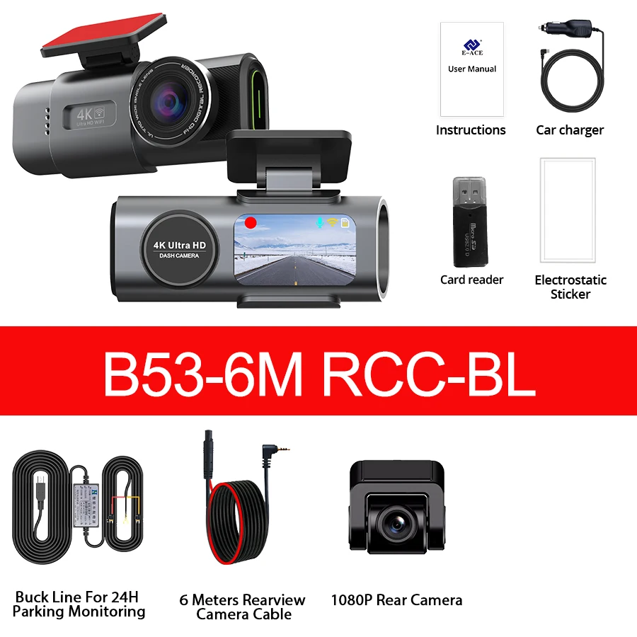 Dash Cam 4K Built-in WiFi Car DVR Night Vision G-Sensor Supports GPS 24H Parking Monitoring Black Box for Car image 3