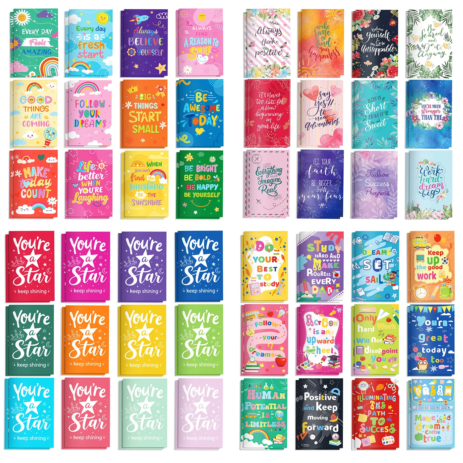 12/24/36pcs Motivation Notepads Daily Weekly Planner Notebook Journal Pocket Notebook School Stationery Birthday Gifts Supplies