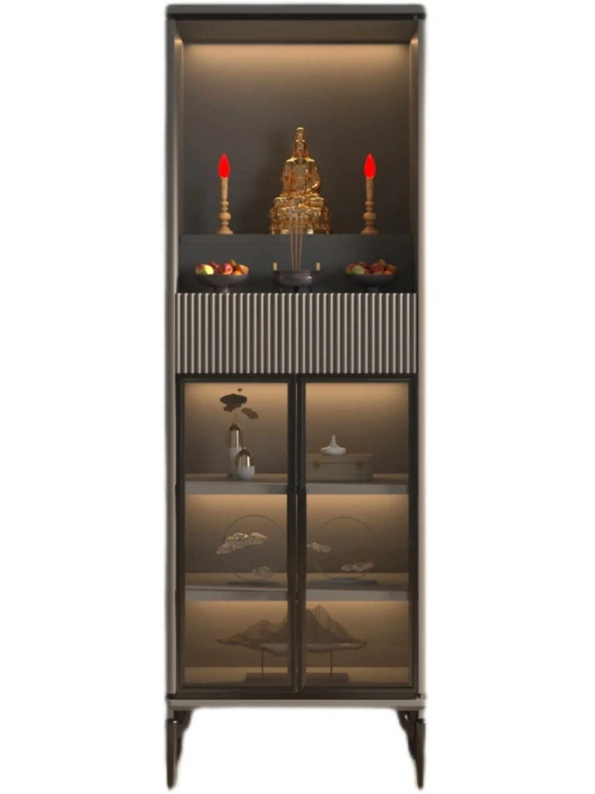 Modern new Chinese style cabinet is light and luxurious, and the shrine is extremely simple.