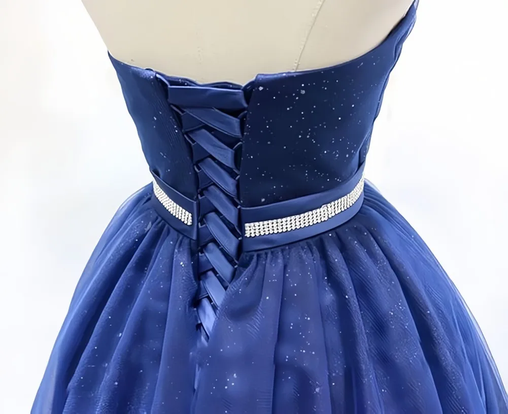 TSxuelian Women\'s Short Sweetheart Tulle Homecoming Dresses Shiny Off Shoulder Prom Cocktail Party Gowns Teens Graduation Dress