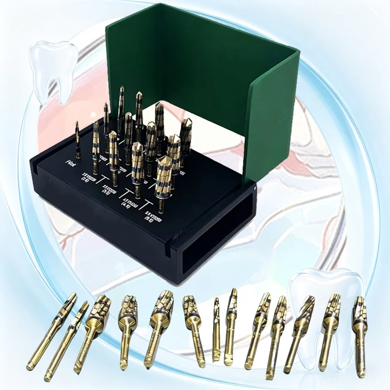 13pcs Dental High-Speed Implant Burs Set Osteotomy Osseodensification Drills Drivers