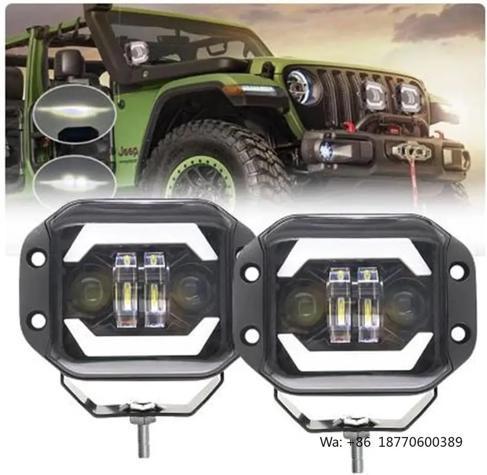 

5Inch 12-24V Dual Color Off-road Work Light Bar Headlight Fog Driving Lamp Spotlight High Low Beam Driving DRL Light 4x4 SUV ATV