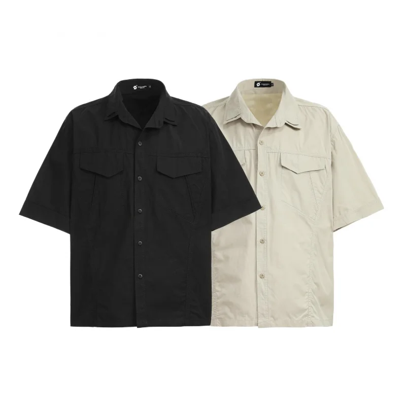 

MAQVOB Top Quality EU US Size Luxury Retro Double Pocket Short Sleeve Work Shirt For Men Clean Fit Casual Vintage Shirt