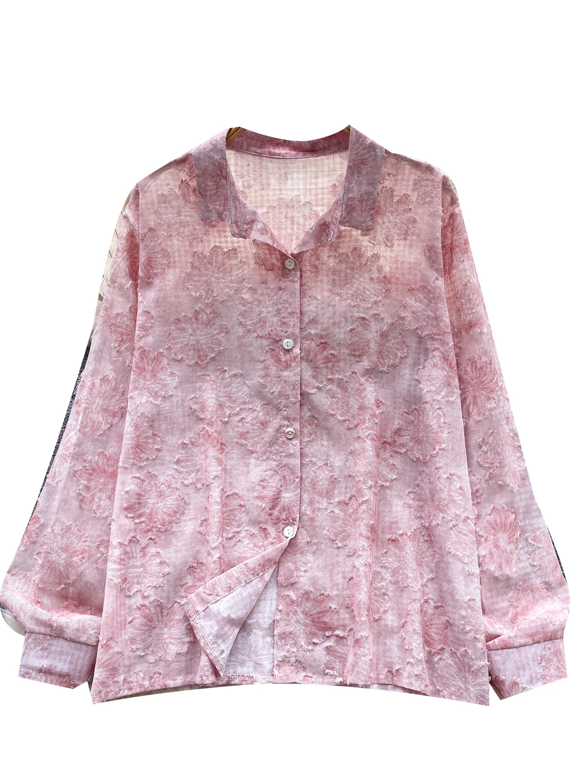 

Long Sve Women's irt Loose Fit Casual Heavy Embroidery Single Button Trendy Top for Autumn 2025 New Sle Commute Sle
