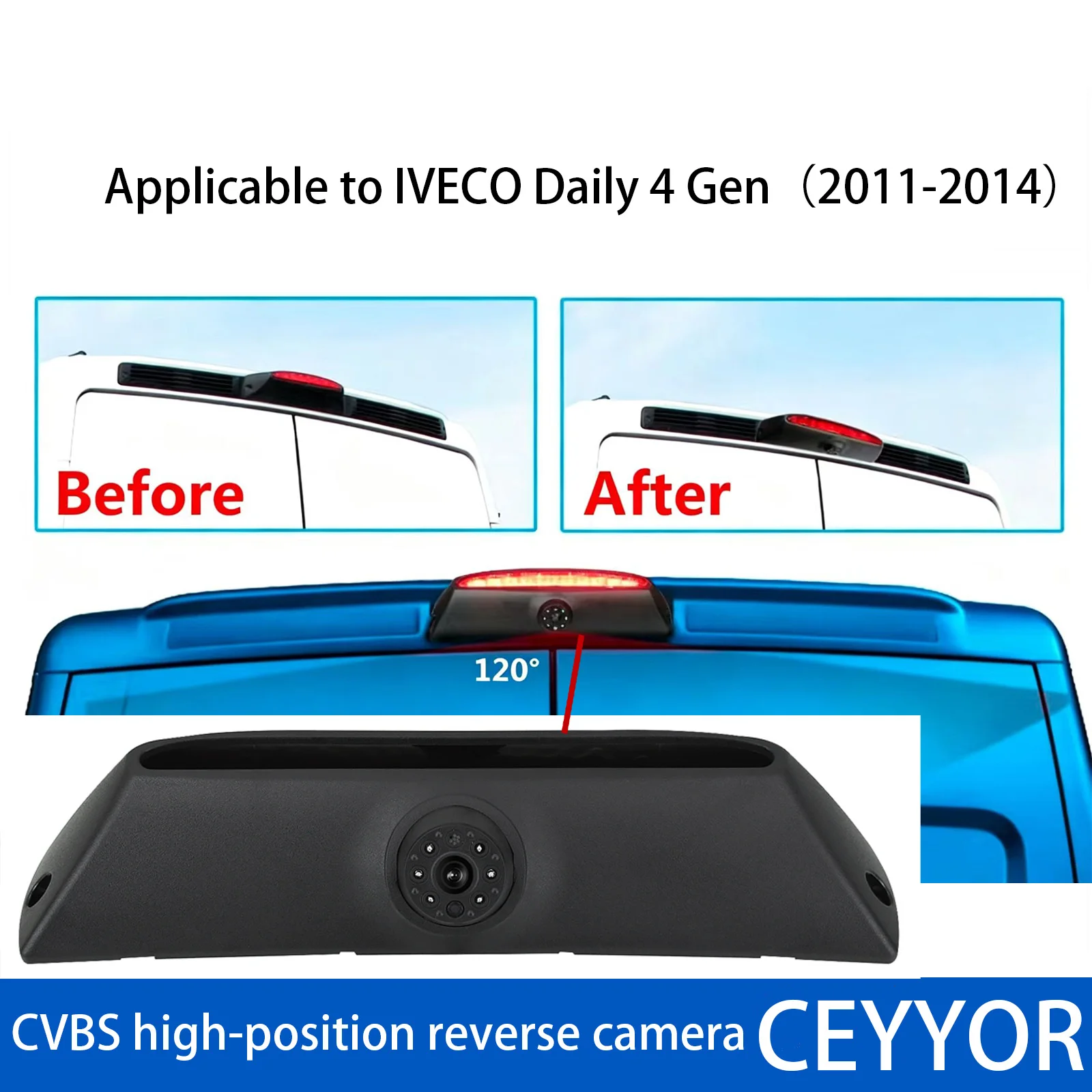 Suitable for Iveco 2011-2014 campervans high-position brake light camera with high-definition reverse rearview video image