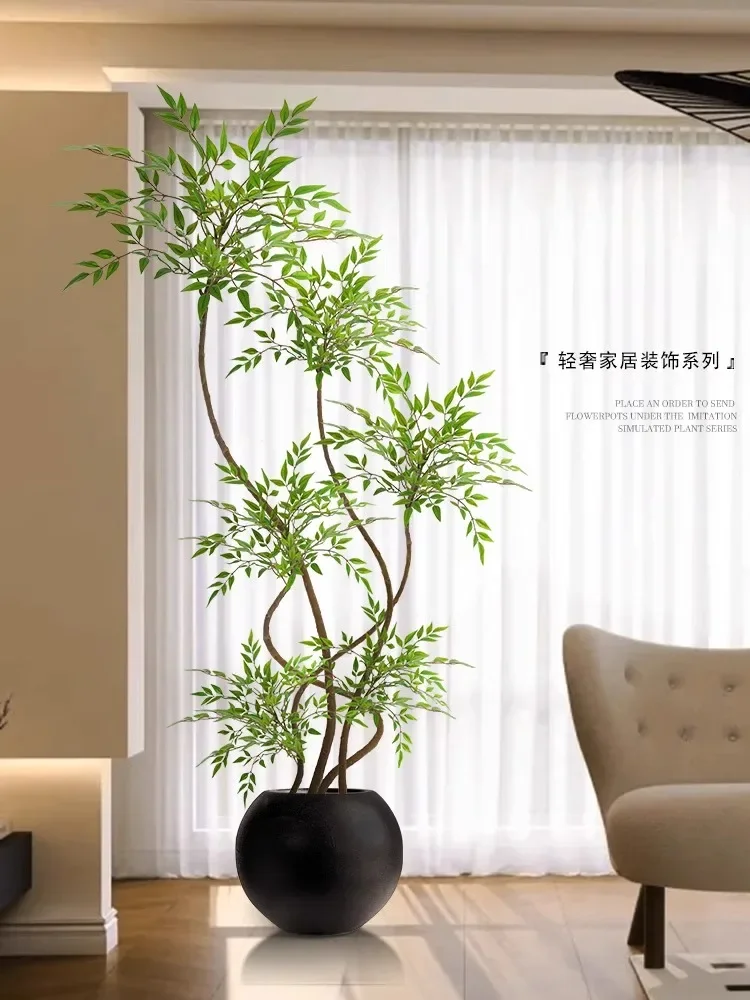 

Fake green plant decoration simulation indoor potted plant large floor ornament living room light luxury Nantian bamboo anti-rea
