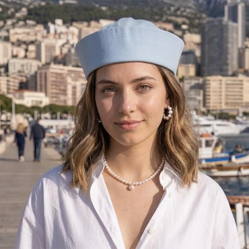New Arrival Korean Style Striped Sailor Hat Sweet Cute Octagonal Beret Lightweight Flip Brim Cap Streetwear Cosplay Props