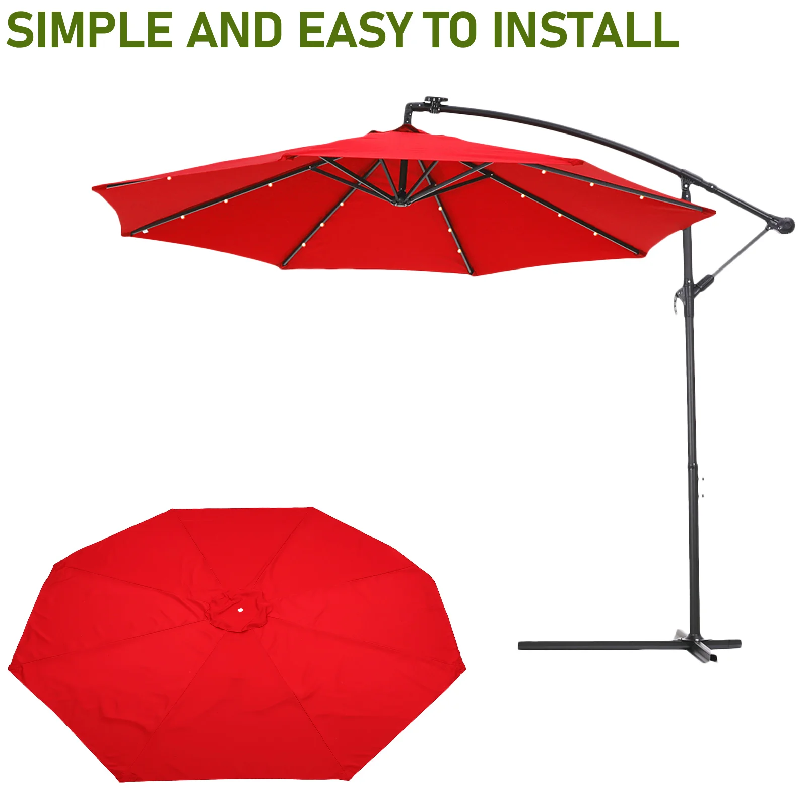 

Fabric Parasol Patio Umbrella Outdoor Cover Umbrellas Replacement Red Polyester Covers