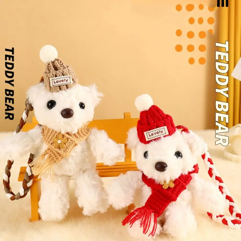 

Key Chain PP Cotton Bib Bear Plush Key Chain Anti-lost Creative Stuffed Bear Pendant Scarf Cute Bag Decoration Kids