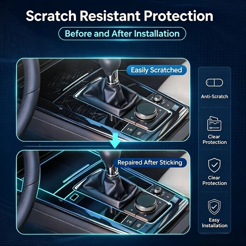 TPU Transparente Schutzfolie für Genesis GV70 2021-2024 Auto-Armaturenbrett-Navigationszentrum-Konsolenschutzfolie Anti-Kratz – Detail 2