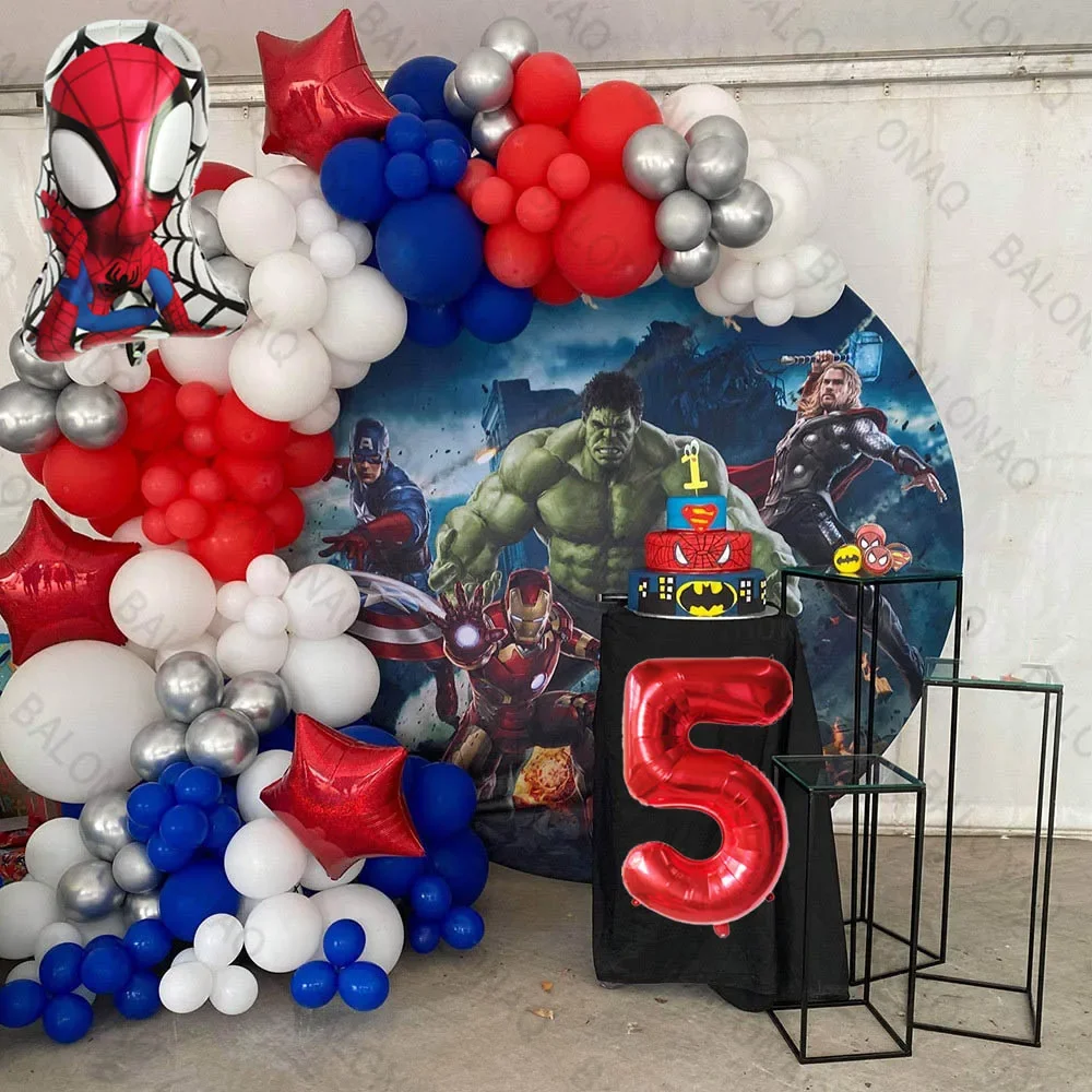 129pcs Spiderman and His Amazing Friends Superhero Spidey Foil Balloon Boys Birthday Party Decor Kids Favor Supplies Baby Shower