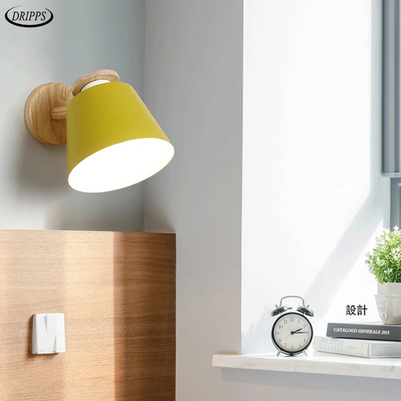 

Nordic bedroom Wood bedside living room study balcony LED wall lamp hotel villa apartment corridor lighting room light lamp