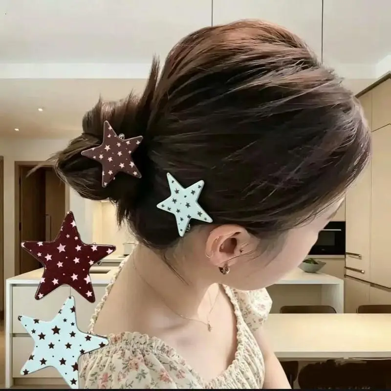 Trendige Stern-Haarspangen für Frauen, Niedliche Haarnadeln, Süße Mädchen-Pony-Clips, Pentagramm Y2k Mode, Bunte Geometrische Haaraccessoires – Detail 3