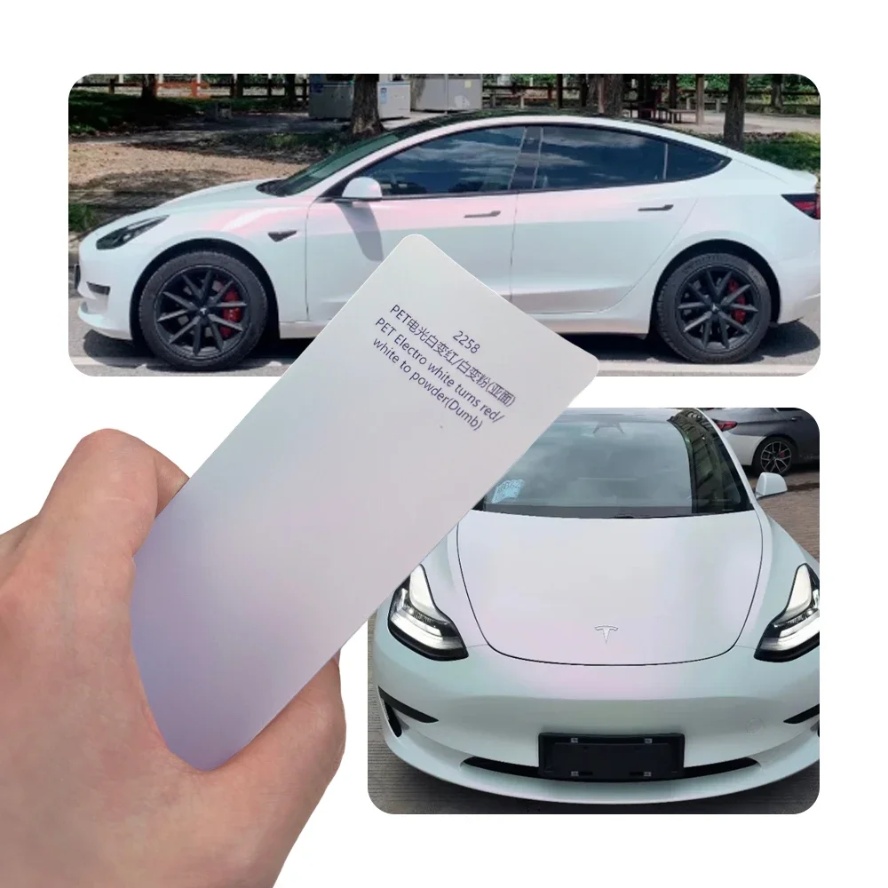 Matte White to Red Color Shift Car Vinyl Wrap Self Adhesive Air Release Bubble Free Full Body Sticker 1.52x18m