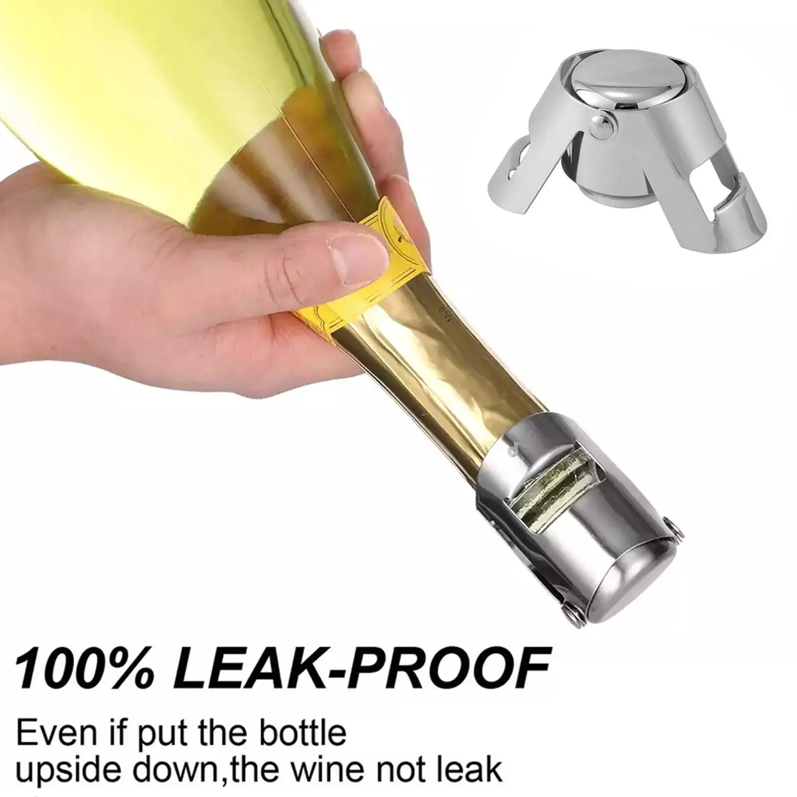 Portable Steel Champagne Bottle Stopper Shiny Leak-proof Wine Beer Cork Plug - Durable Wine Bottle Sealer for Bubble Preservatio view 4