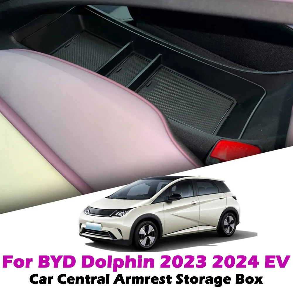 

Car Central Armrest Storage Box ABS For BYD Dolphin 2023 2024 EV Center Console Organizer Containers Tray Dolphin Accessories