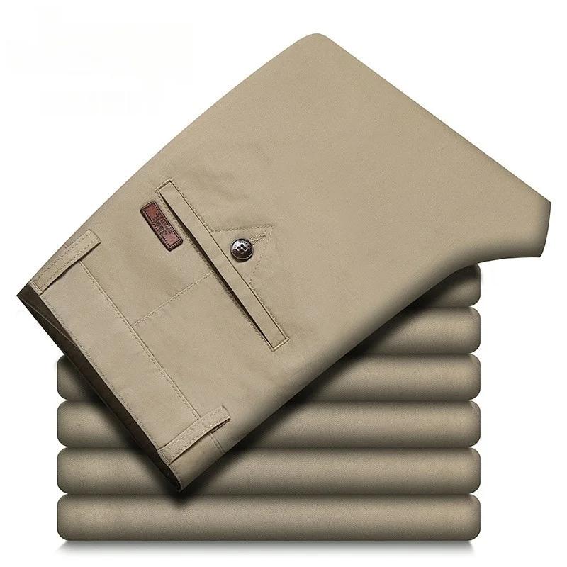 الربيع الصيف القطن سراويل تقليدية ملابس رجالي مستقيم الأعمال الأخضر الأسود الكاكي بنطلون الذكور حجم 40 42 44