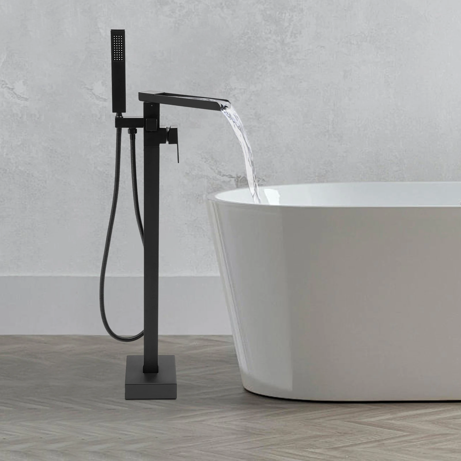 

Freestanding Bath Tap, Hot&Cold Water Dual Use，360° Rotatable Outlet Tap ,Bathtub Water Outlet/Handheld Showerhead Water Outlet