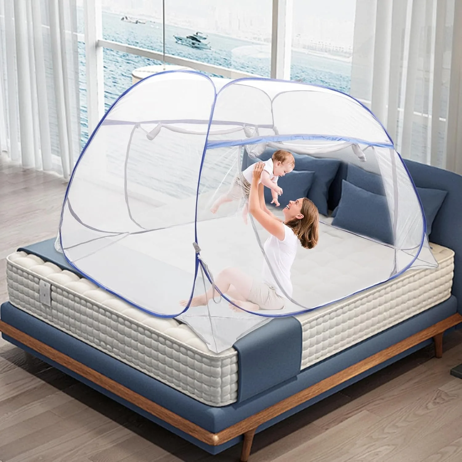 Portable Bed Mosquito Net, Camping Mosquito Net, Travel Mosquito Net with Insecticide Treatment, Bed Cover, Foldable