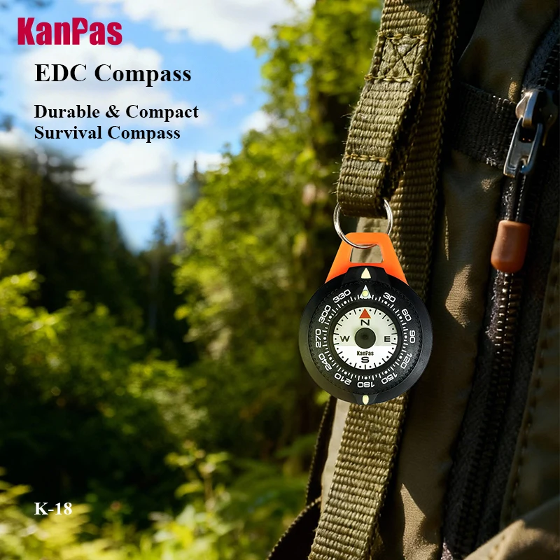 

KANPAS EDC Mini Compass, Luminous Compass for Adventure Map Reading, Light Weight Outdoor Survival Gear, K-18