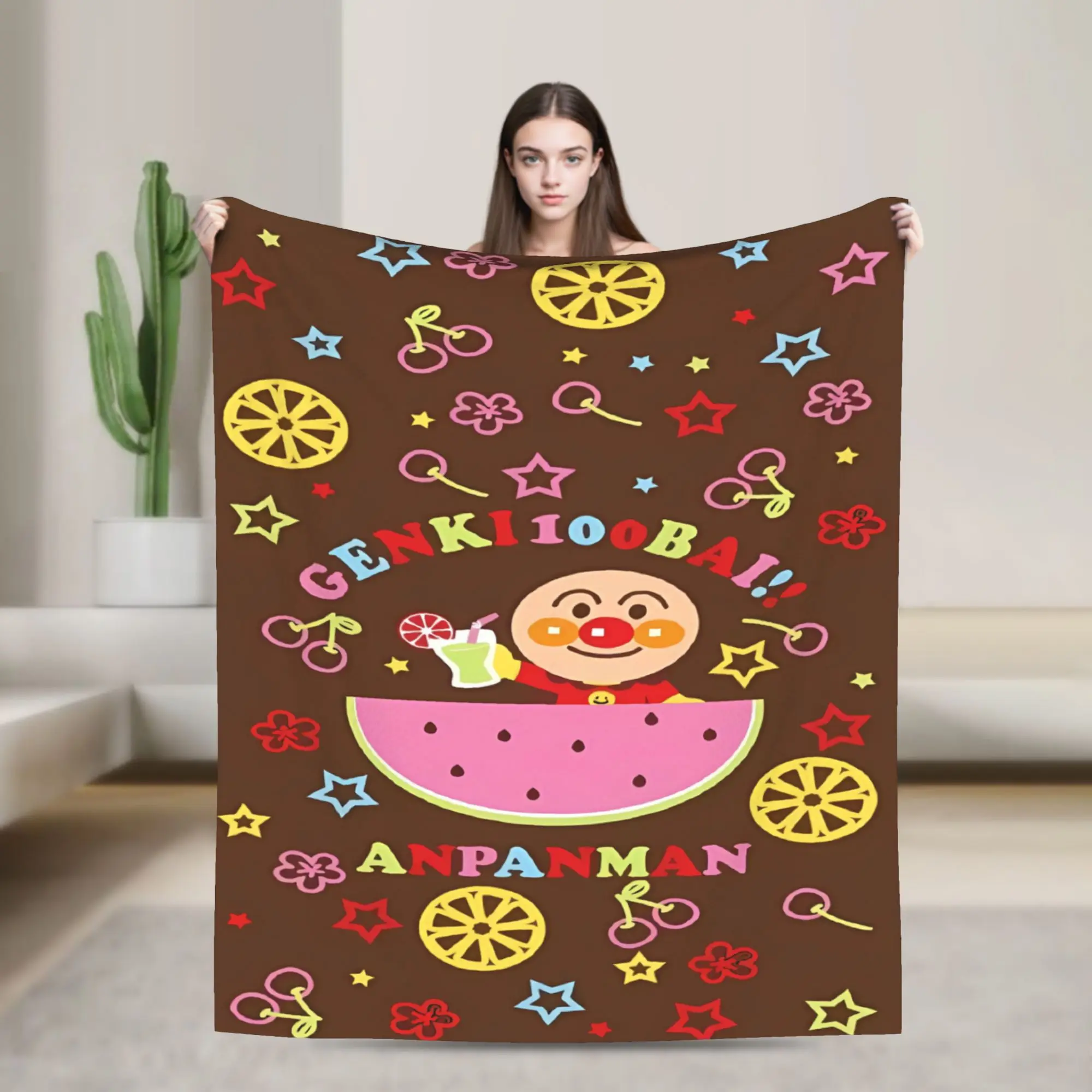 Anime Anpanman Super Soft Blanket  Travel Office Plush Throw Blanket Novelty Couch Chair Flannel Bedspread Sofa Bed Cover