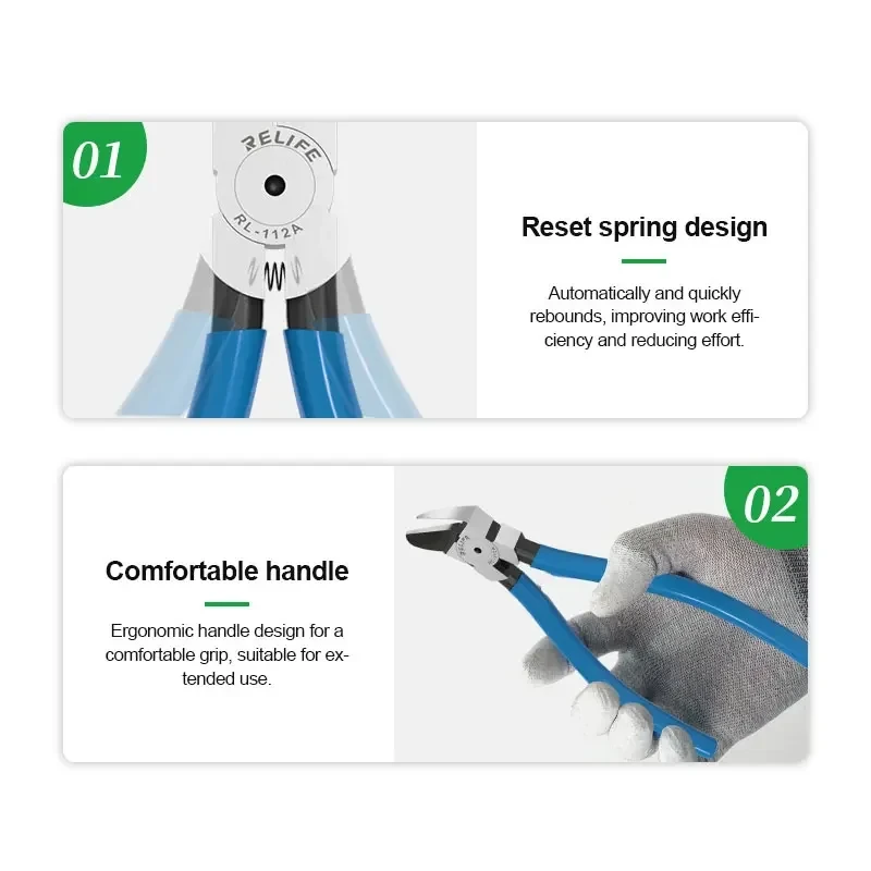 RELIFE RL-112A Diagonal Pliers 45ยฐ Multifunctional Special Alloy Steel Camera Frame Disassembly Cutting Pliers Wire CuttingTool