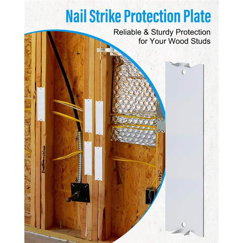 ABAE-30 Pack Nail Protection Shield For Wood Studs 6 X 1.5 Inch Cable Wire Protector, With Pointed For Wiring Protection