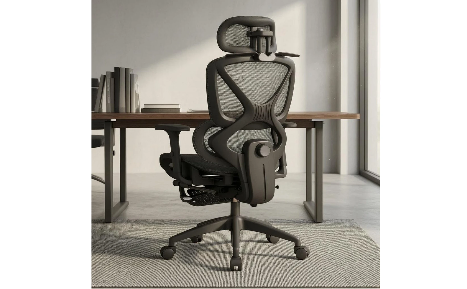 High Back Swivel Chair with Breathable Mesh Padded Armrests Adjustable Headrest Lumbar Support for Modern Work Station