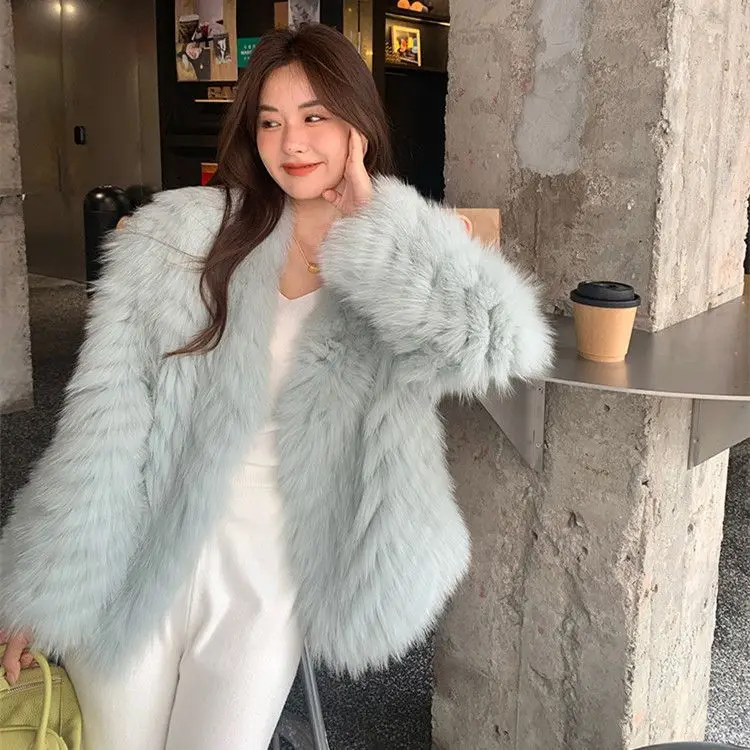 Faux Fur Coat 2023 Autumn/Winter Fur Coat Women New High Imitation Fox Fur Fake Fur Short Coat Korean Fashion Women Jacket C08