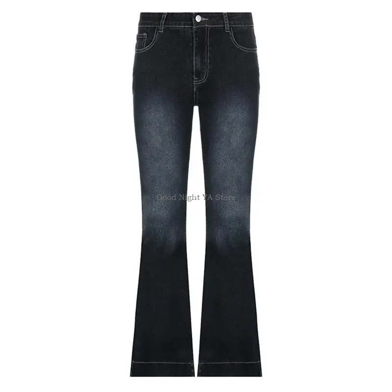 Jeans dimagranti con fondo a campana Jeans a zampa da donna Pantaloni vintage a bassa Pantaloni in estetici Pantaloni