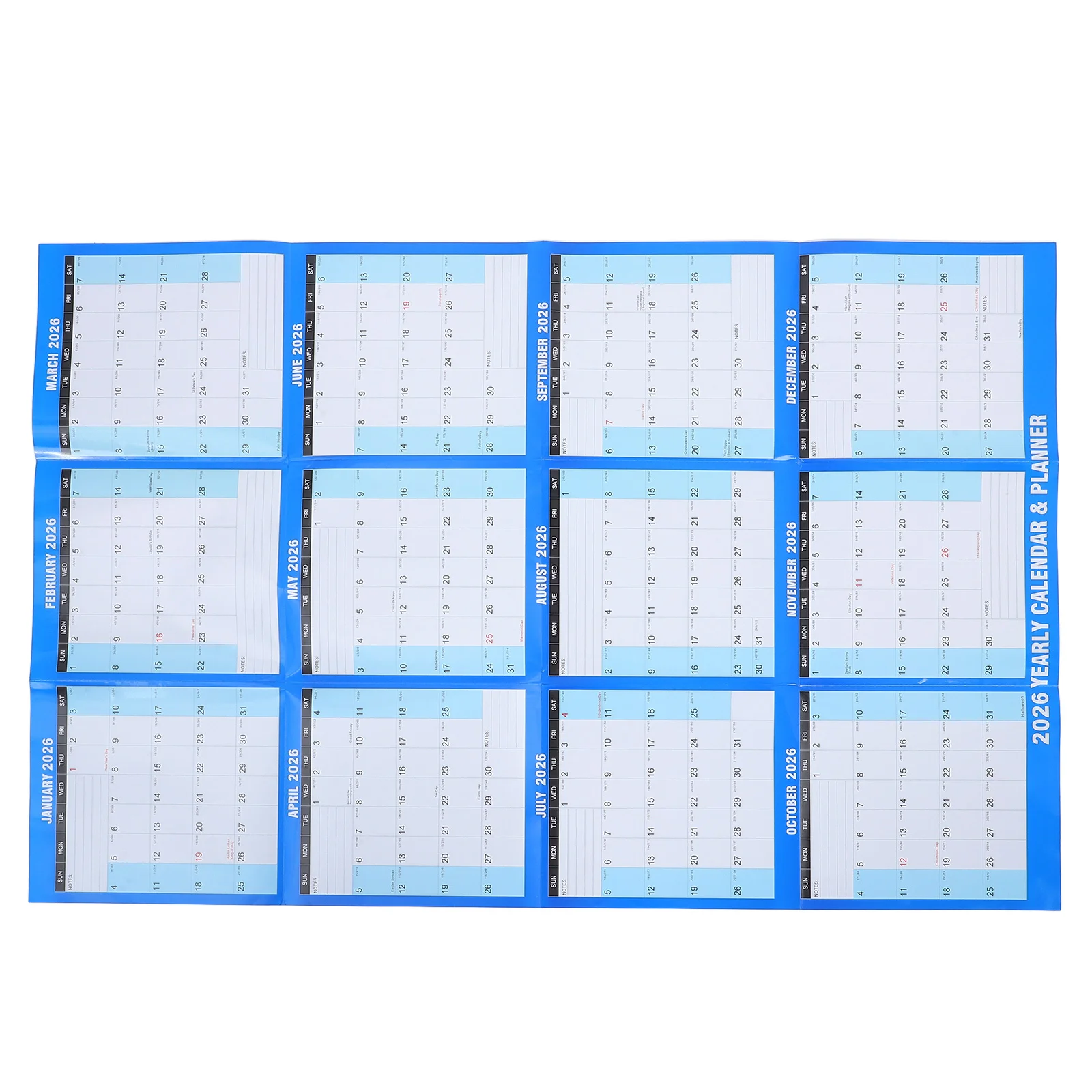 

2026 Wall Calendar Dry Erase Double Sided Reversible Blue Yearly Planner Office Home School Whiteboard Calendar